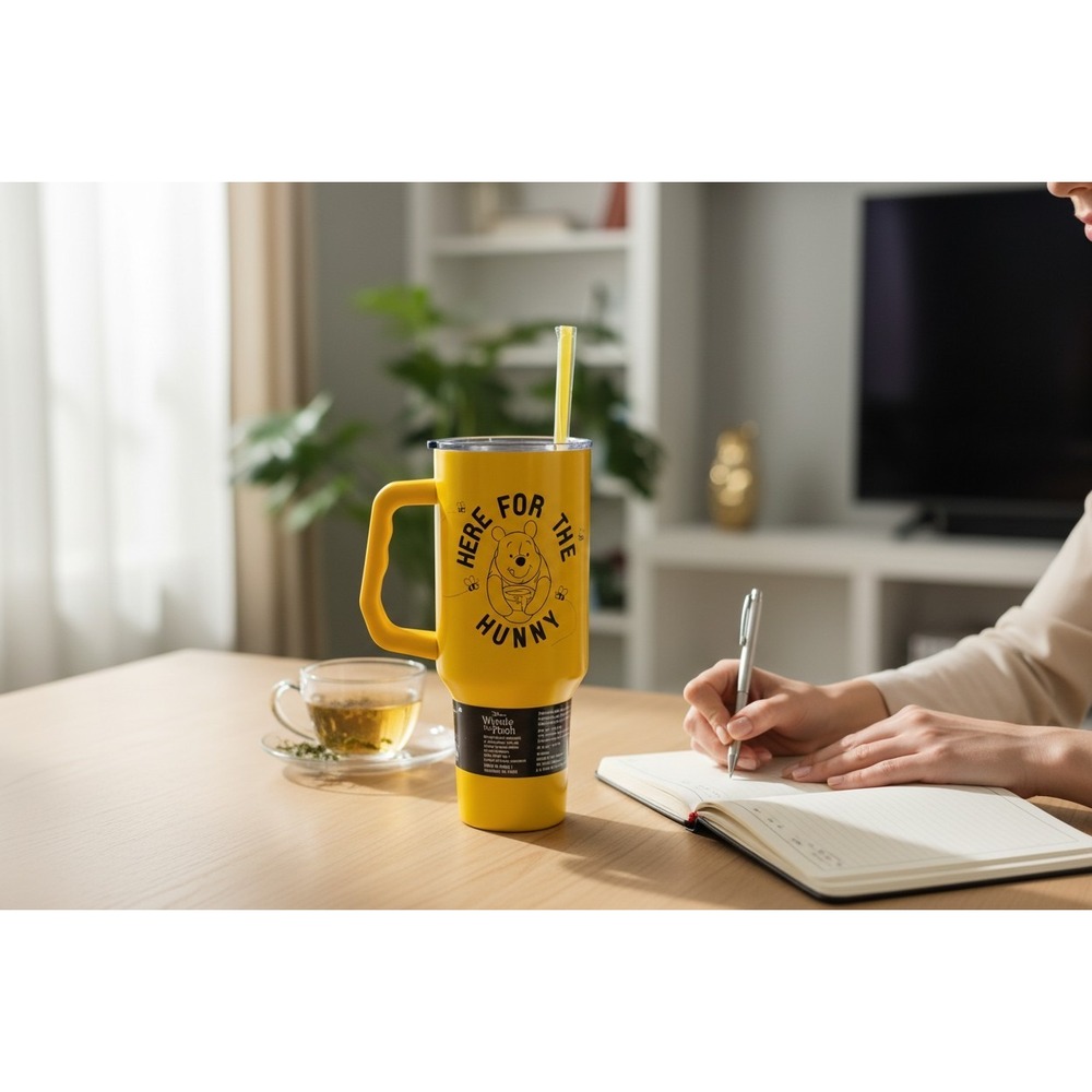 Disney Winnie the Pooh Here For The Hunny 40oz Stainless Steel‎ Tumbler Yellow